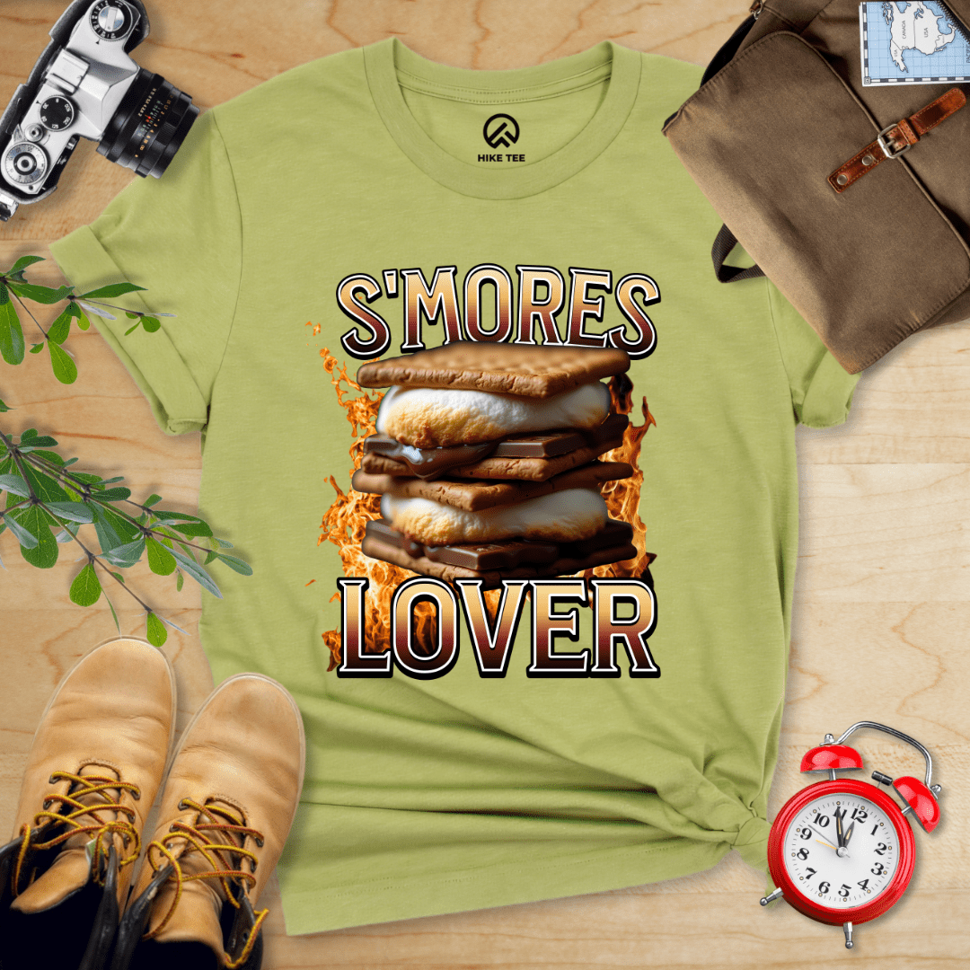 Hike Tee T-Shirt Heather Green / S S'mores Lover Camping Shirt