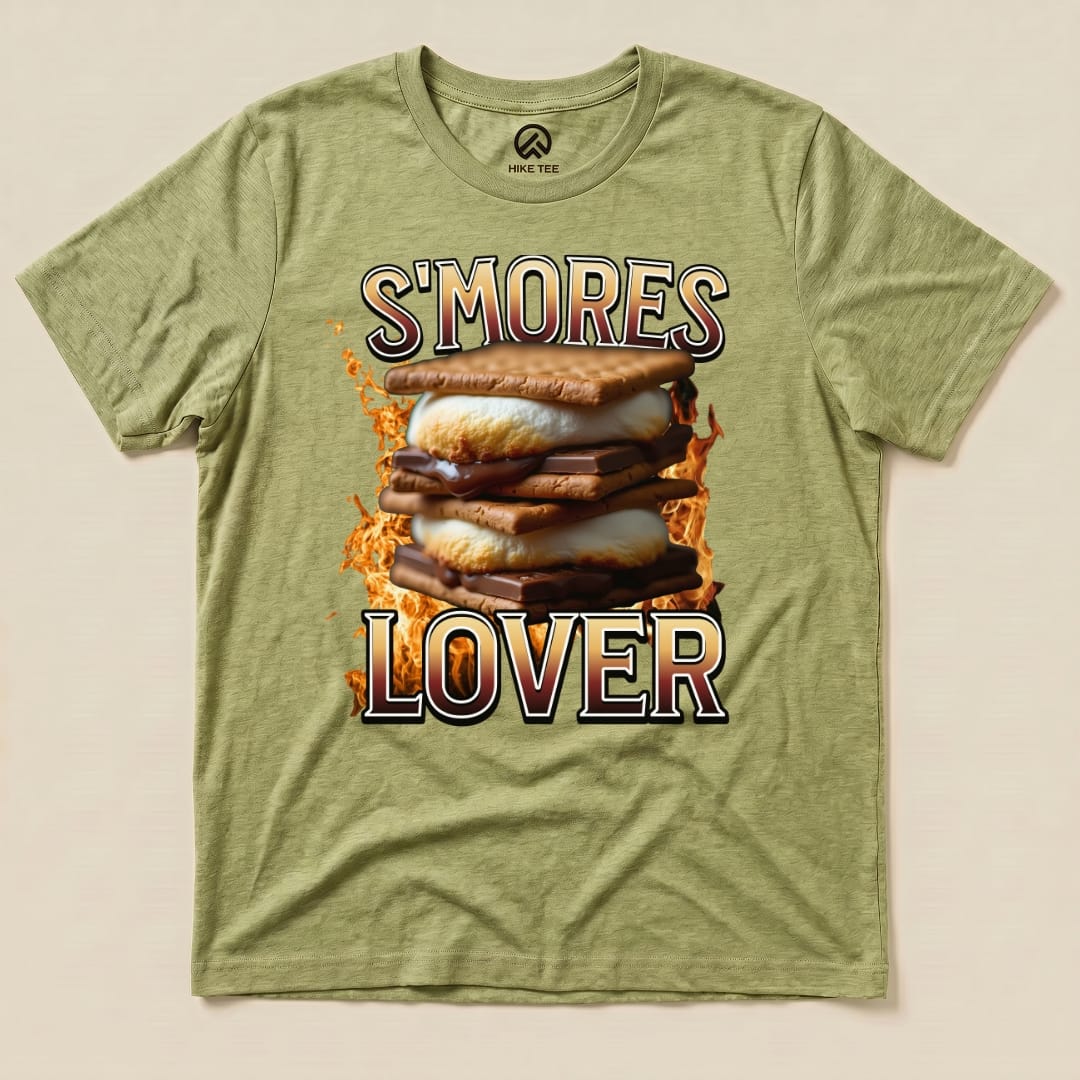 Hike Tee T-Shirt Heather Green / S S'mores Lover Camping Shirt