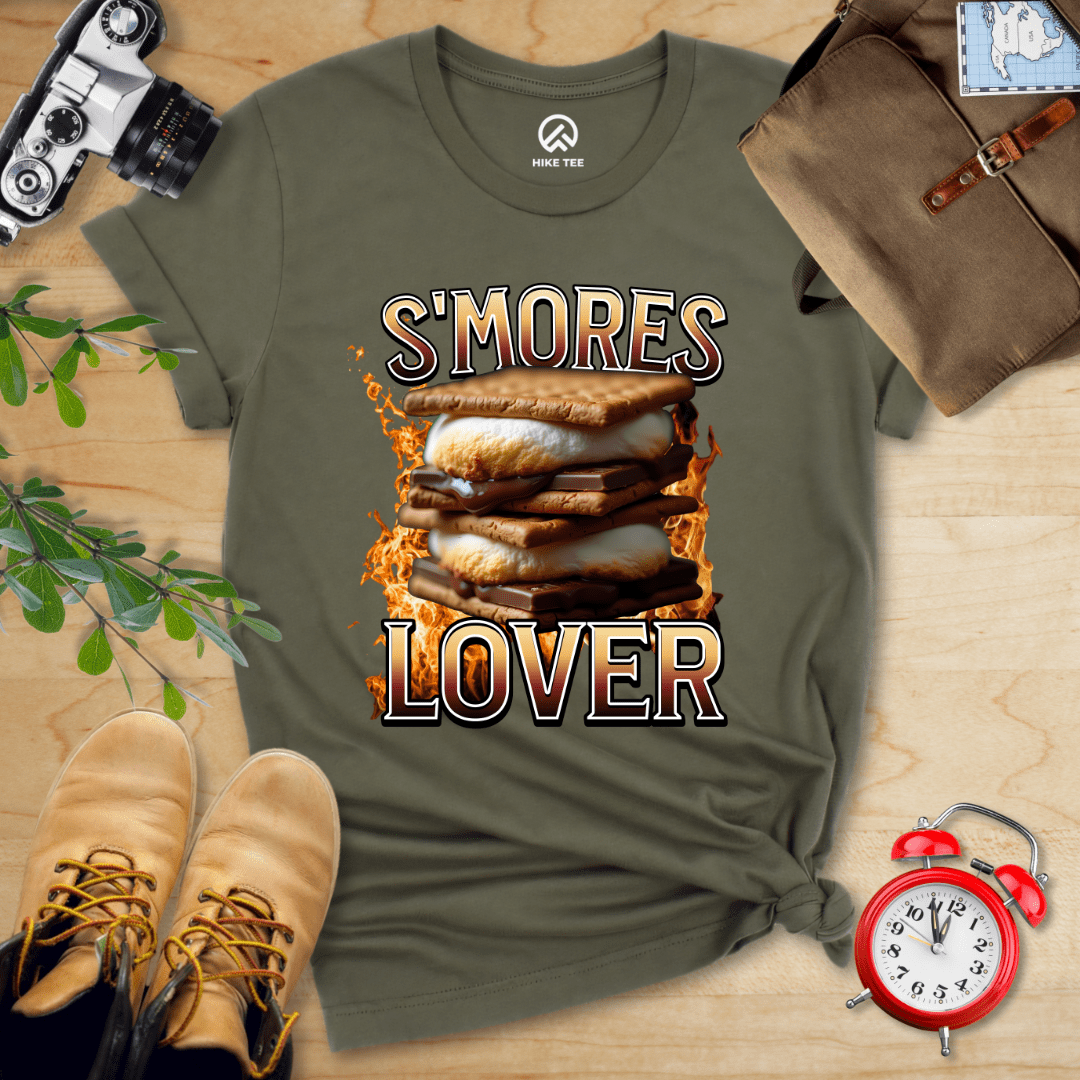 Hike Tee T-Shirt Military Green / S S'mores Lover Camping Shirt