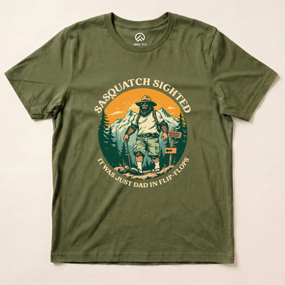 Hike Tee T-Shirt Military Green / S Sasquatch in Flip Flops Shirt