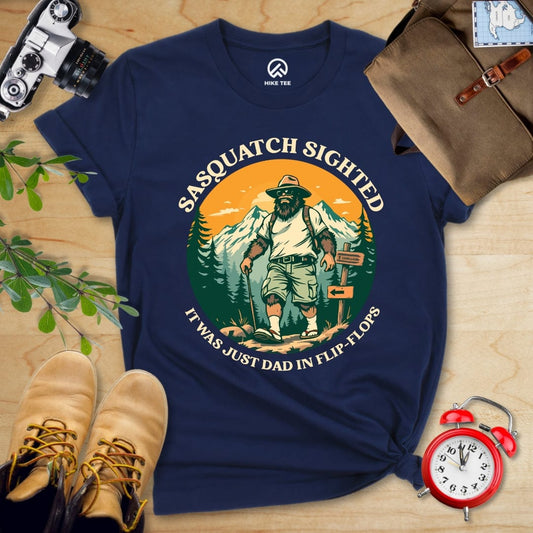 Hike Tee T-Shirt Navy / S Sasquatch in Flip Flops Shirt