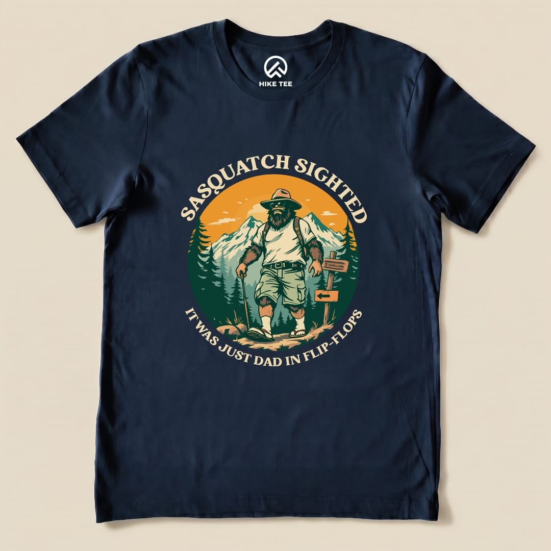 Hike Tee T-Shirt Navy / S Sasquatch in Flip Flops Shirt