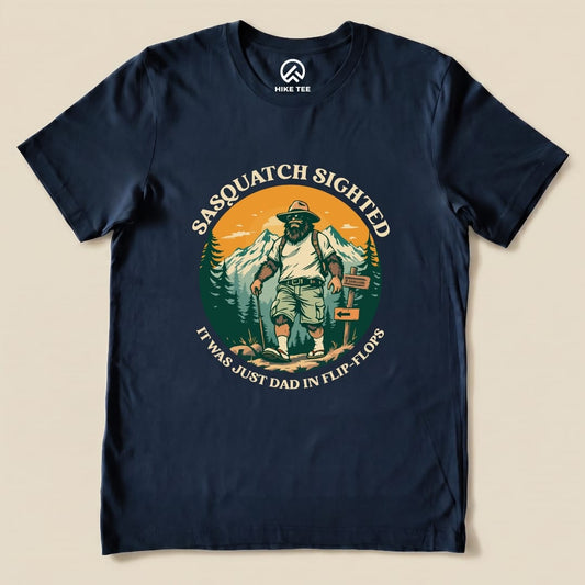 Hike Tee T-Shirt Navy / S Sasquatch in Flip Flops Shirt
