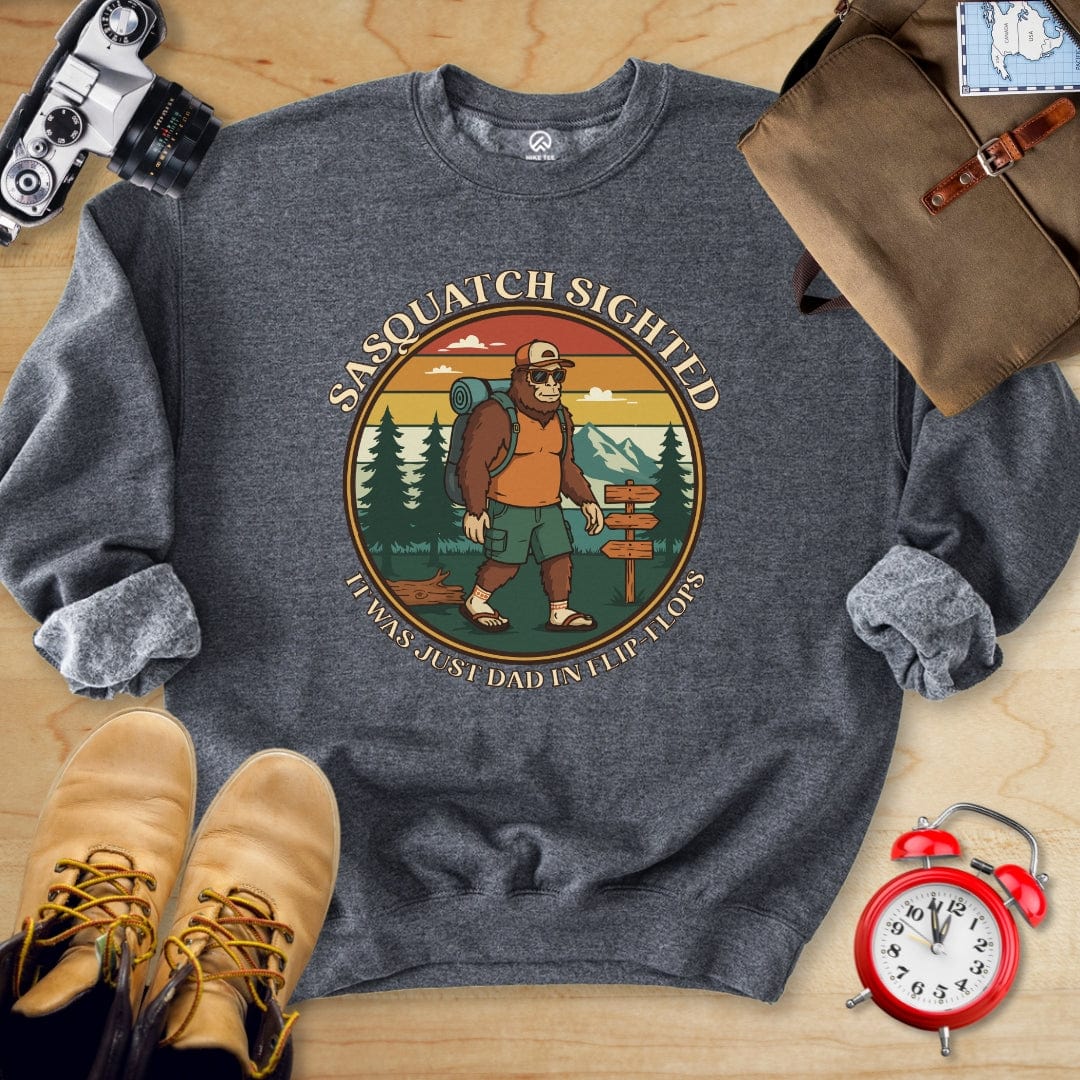 Hike Tee Sweatshirt Dark Heather / S Sasquatch in Flipflops Sweatshirt