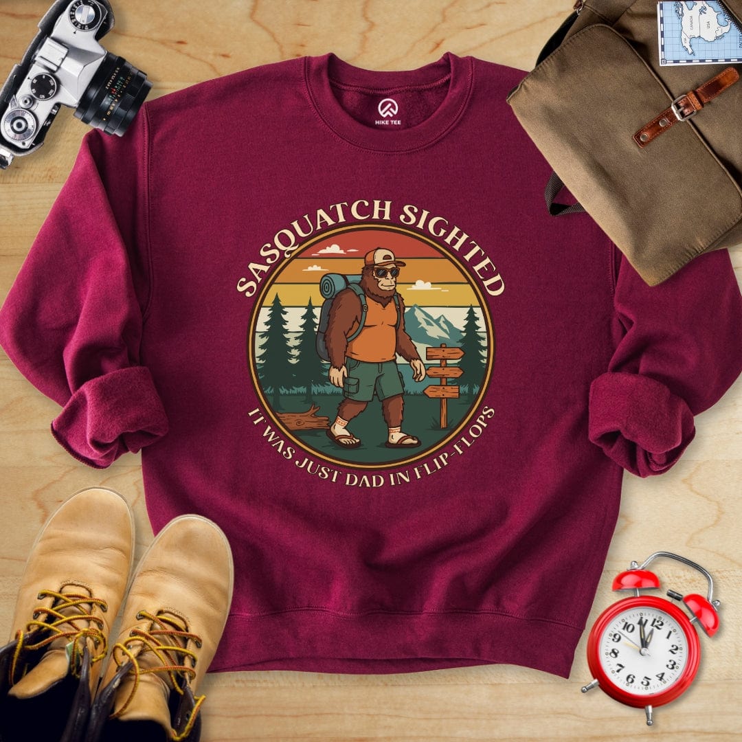 Hike Tee Sweatshirt Maroon / S Sasquatch in Flipflops Sweatshirt
