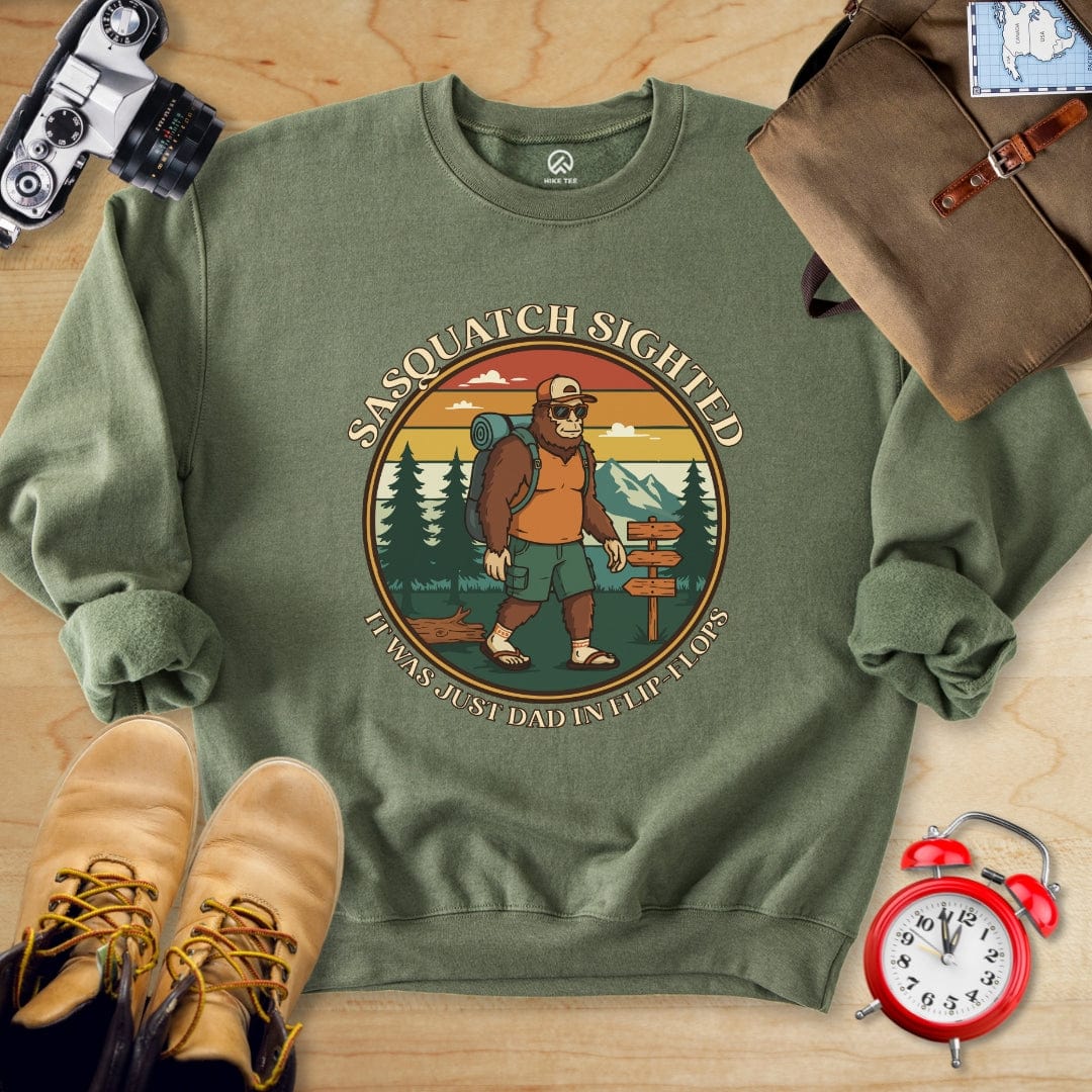 Hike Tee Sweatshirt Military Green / S Sasquatch in Flipflops Sweatshirt