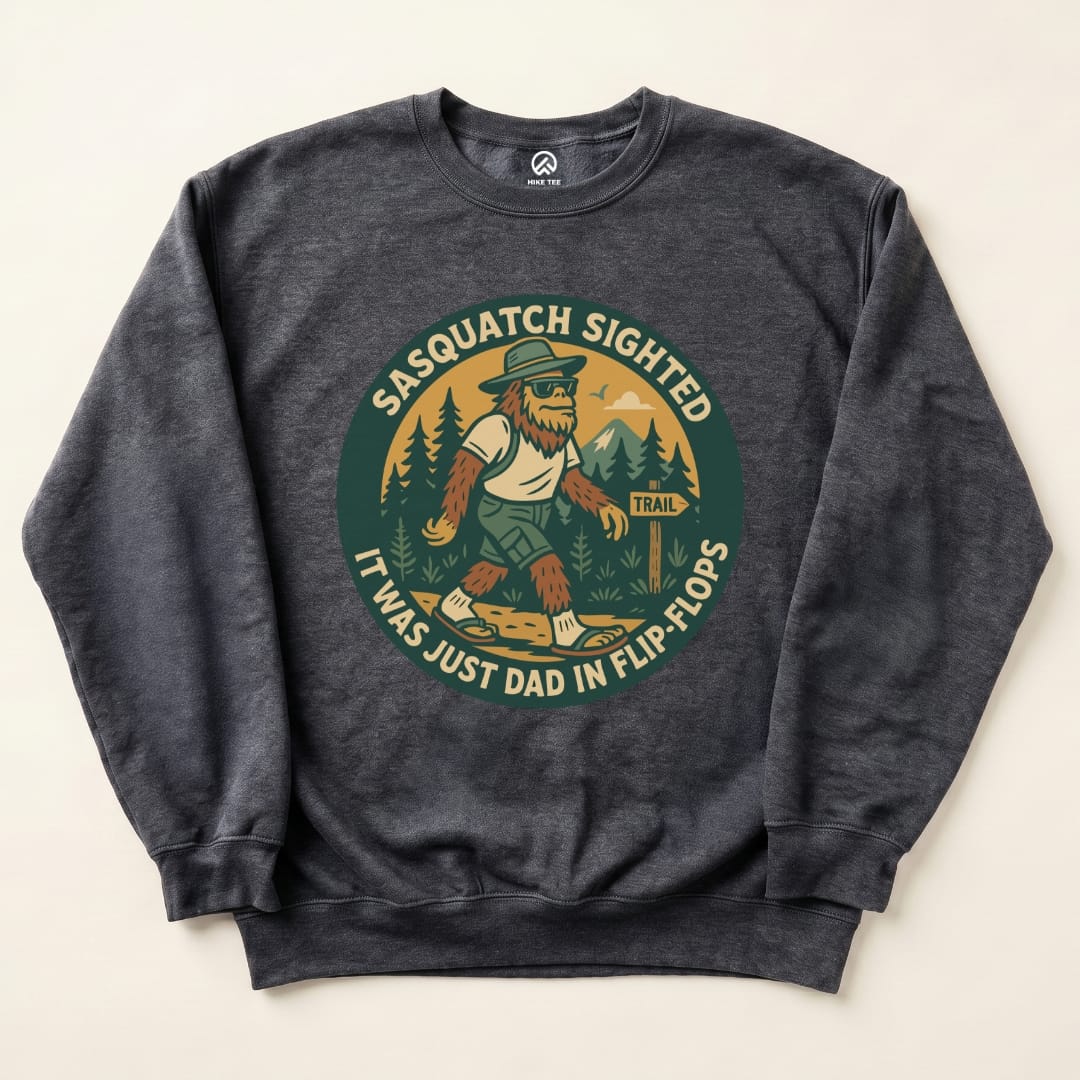Sasquatch Sighted Sweatshirt Hike Tee Sweatshirt Dark Heather / S