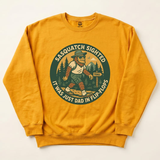 Sasquatch Sighted Sweatshirt Hike Tee Sweatshirt Gold / S