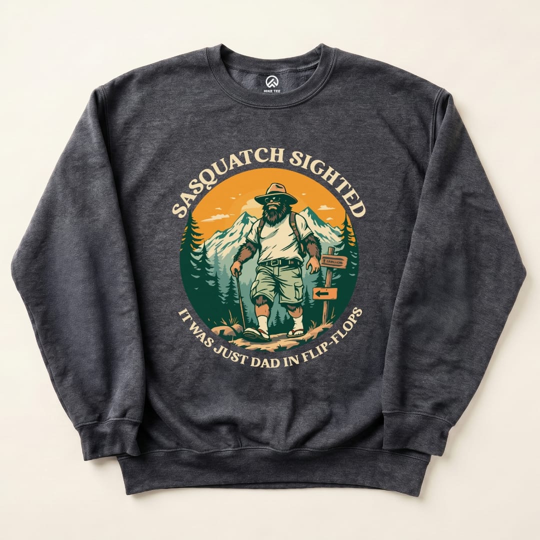 Sasquatch Sweatshirt Hike Tee Sweatshirt Dark Heather / S
