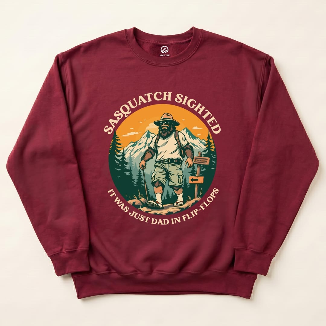 Sasquatch Sweatshirt Hike Tee Sweatshirt Maroon / S