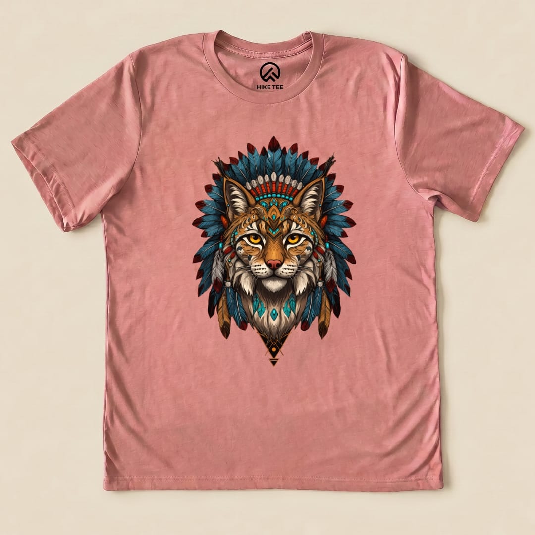 Shamanic Wildcat Shirt Hike Tee T-Shirt Heather Mauve / S
