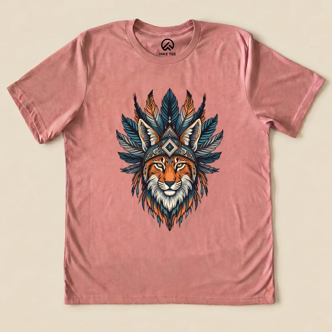 Shamanic Wildcat Hike Tee T-Shirt Heather Mauve / S