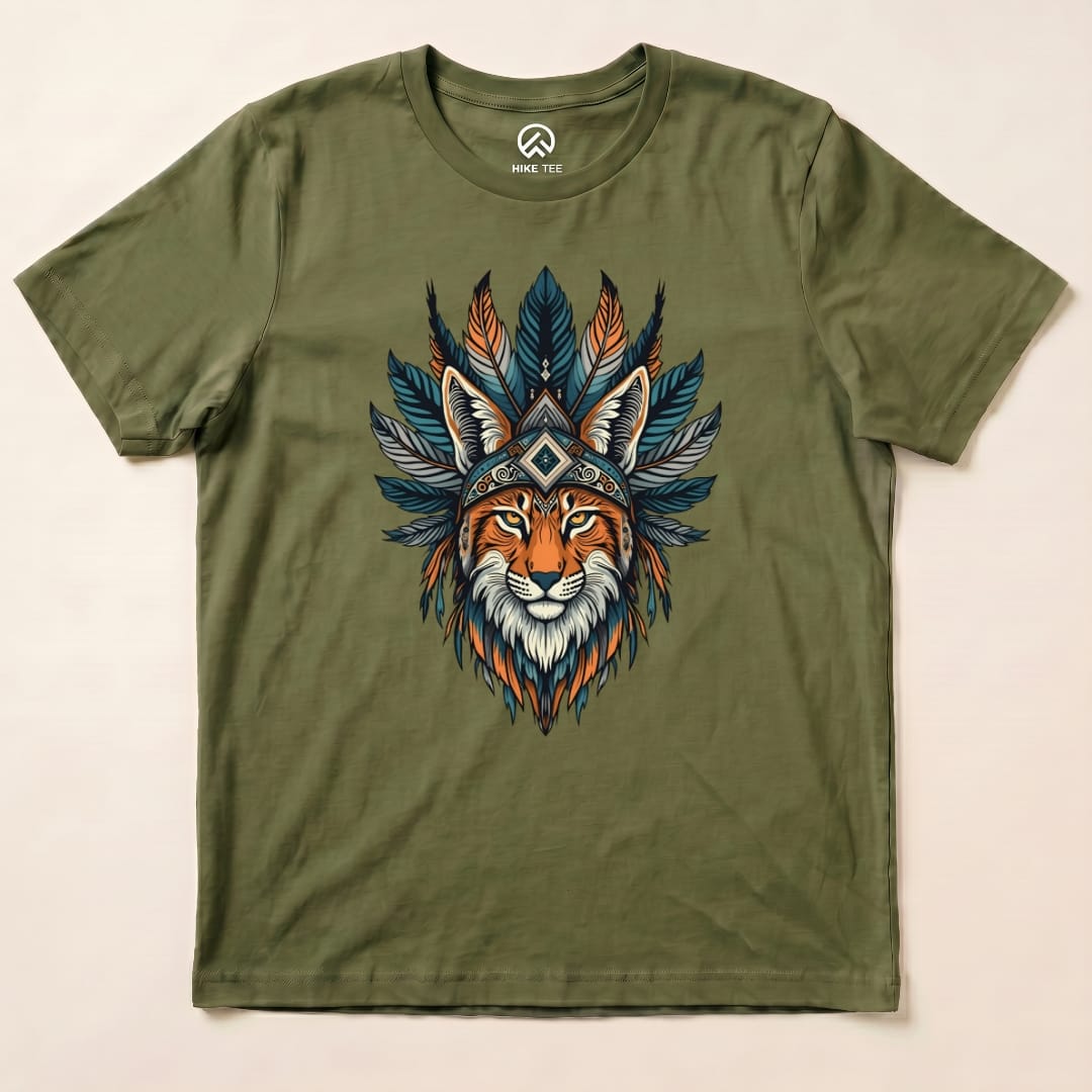 Shamanic Wildcat Hike Tee T-Shirt Military Green / S