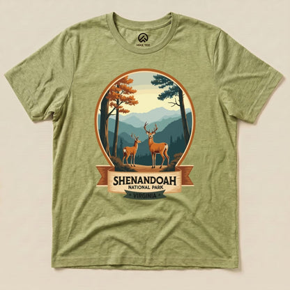 Shenandoah National Park Shirt Hike Tee T-Shirt Heather Green / S