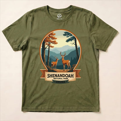 Shenandoah National Park Shirt Hike Tee T-Shirt Military Green / S