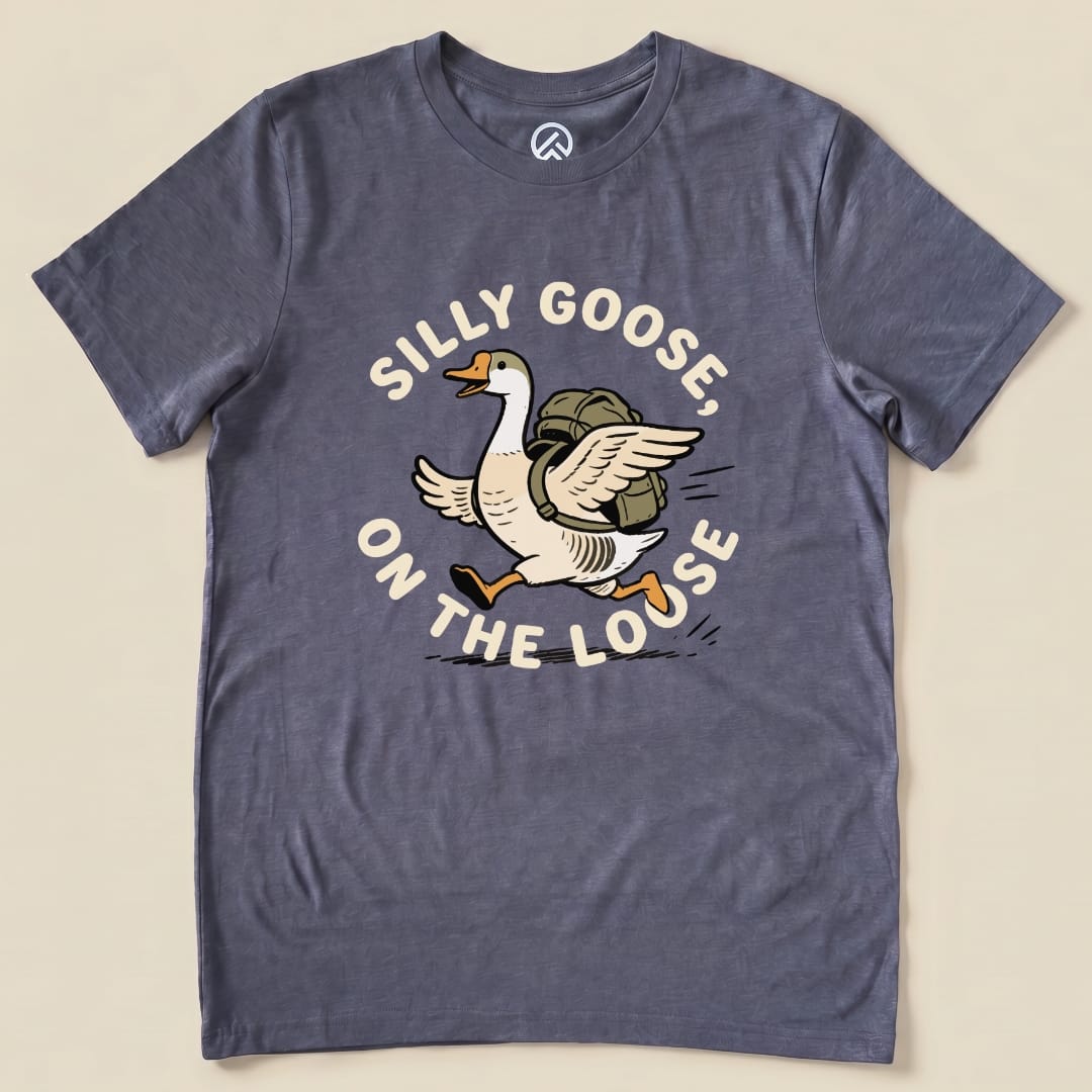 Hike Tee T-Shirt Heather Navy / S Silly Goose On The Loose Shirt