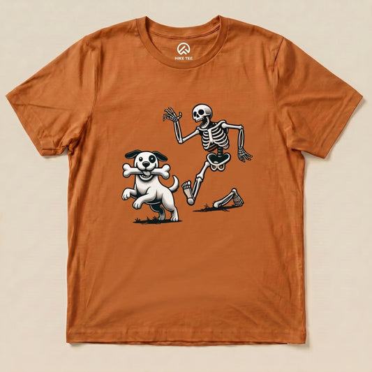 Skeleton and Dog Halloween Shirt Hike Tee T-Shirt Autumn / S