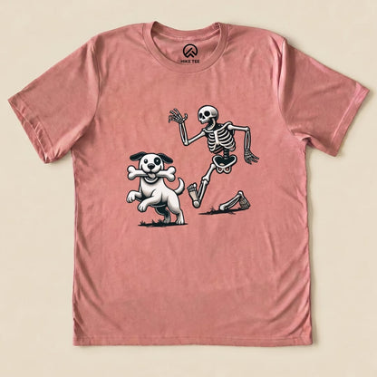 Skeleton and Dog Halloween Shirt Hike Tee T-Shirt Heather Mauve / S