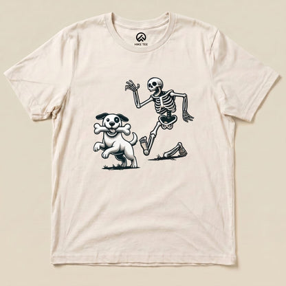 Skeleton and Dog Halloween Shirt Hike Tee T-Shirt Natural / S