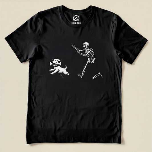 Skeleton and Dog Shirt Hike Tee T-Shirt Black / S
