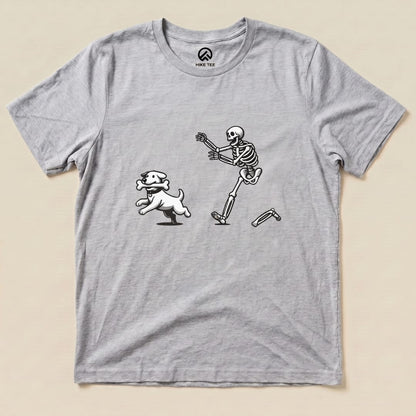 Skeleton Chasing Dog Shirt Hike Tee T-Shirt Athletic Heather / S