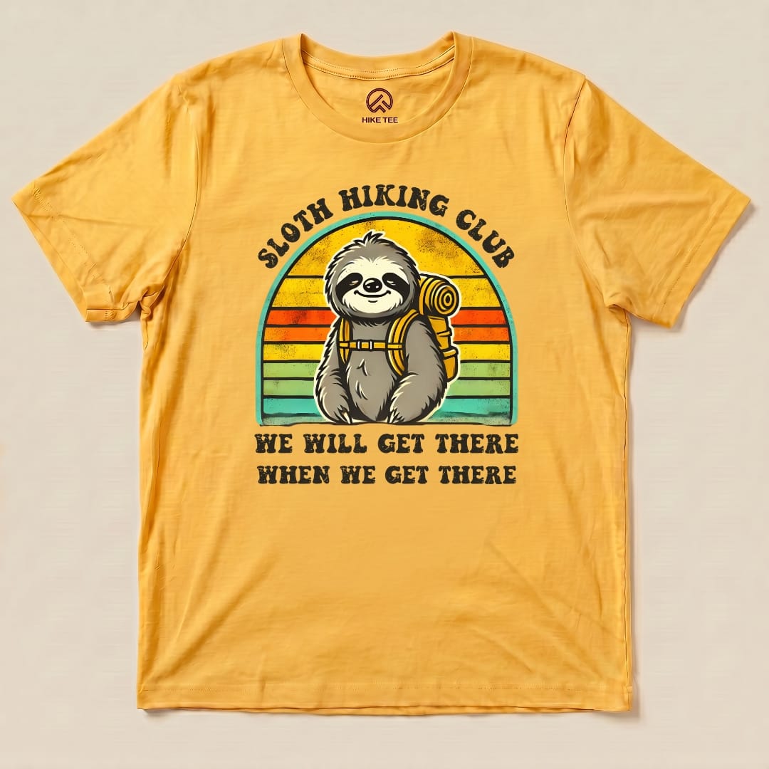 Hike Tee T-Shirt Gold / S Sloth Hiking club Shirt