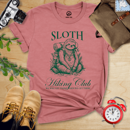 Hike Tee T-Shirt Heather Mauve / S Sloth Hiking Club Shirt