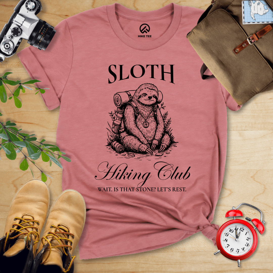 Hike Tee T-Shirt Heather Mauve / S Sloth Hiking Club Shirt