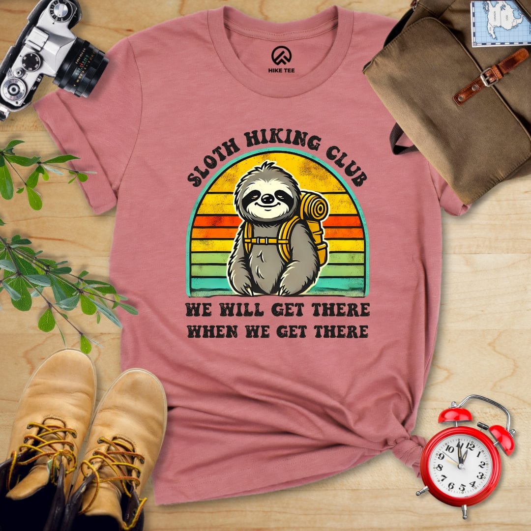 Hike Tee T-Shirt Heather Mauve / S Sloth Hiking club Shirt