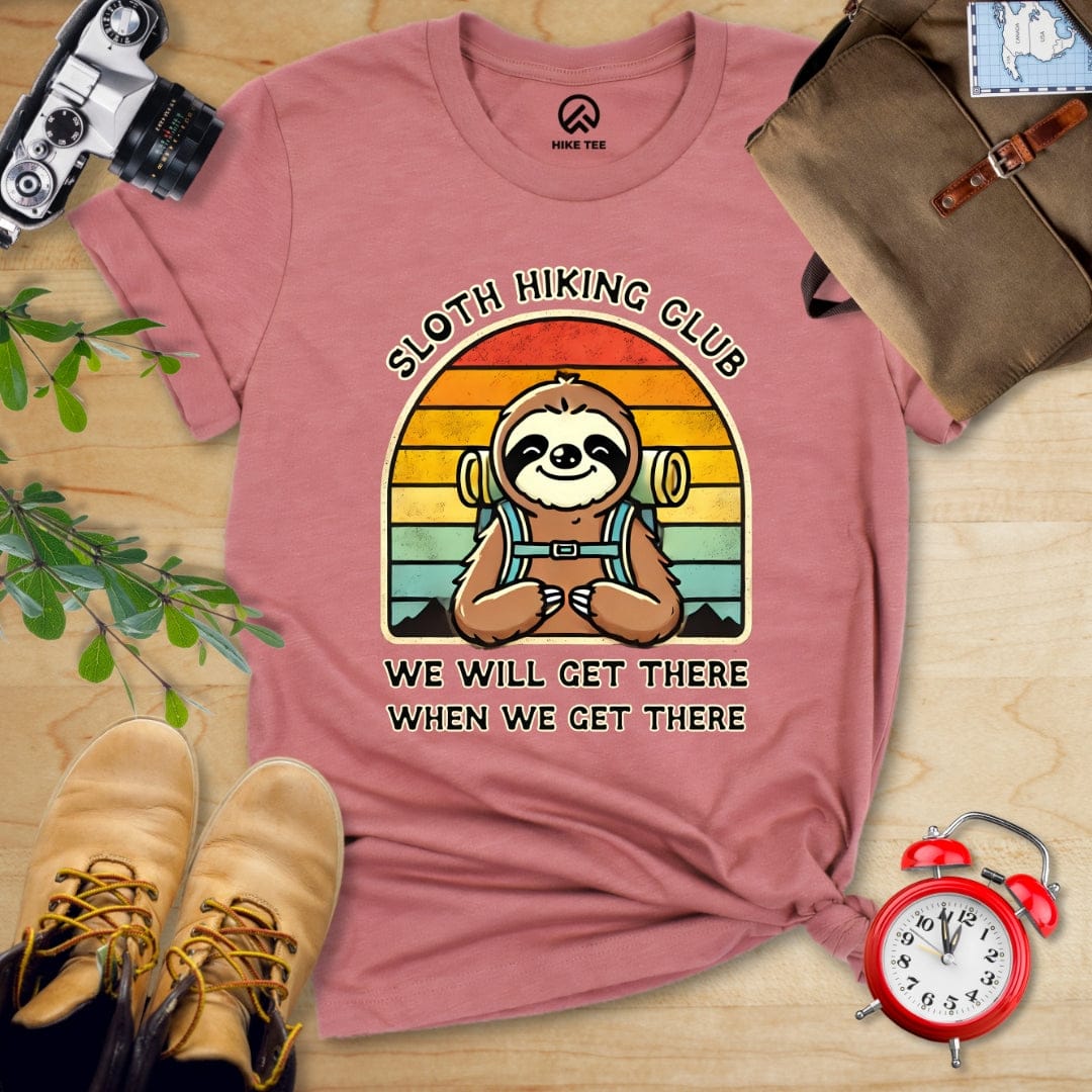 Hike Tee T-Shirt Heather Mauve / S Sloth Hiking Club Shirt