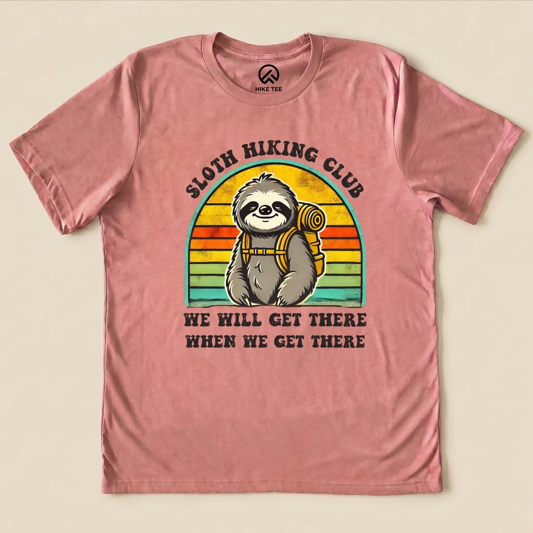 Hike Tee T-Shirt Heather Mauve / S Sloth Hiking club Shirt