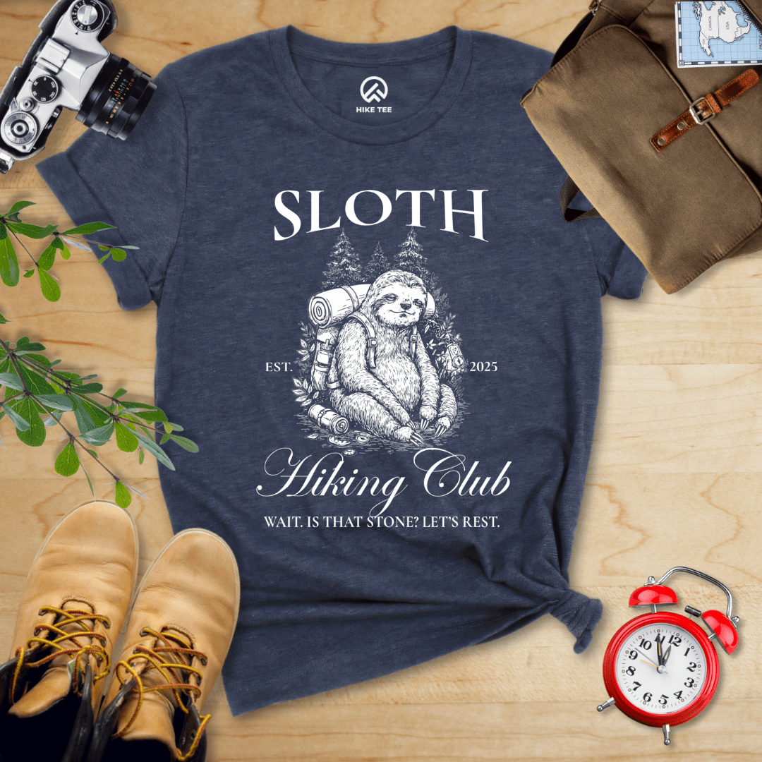 Hike Tee T-Shirt Heather Navy / S Sloth Hiking Club Shirt