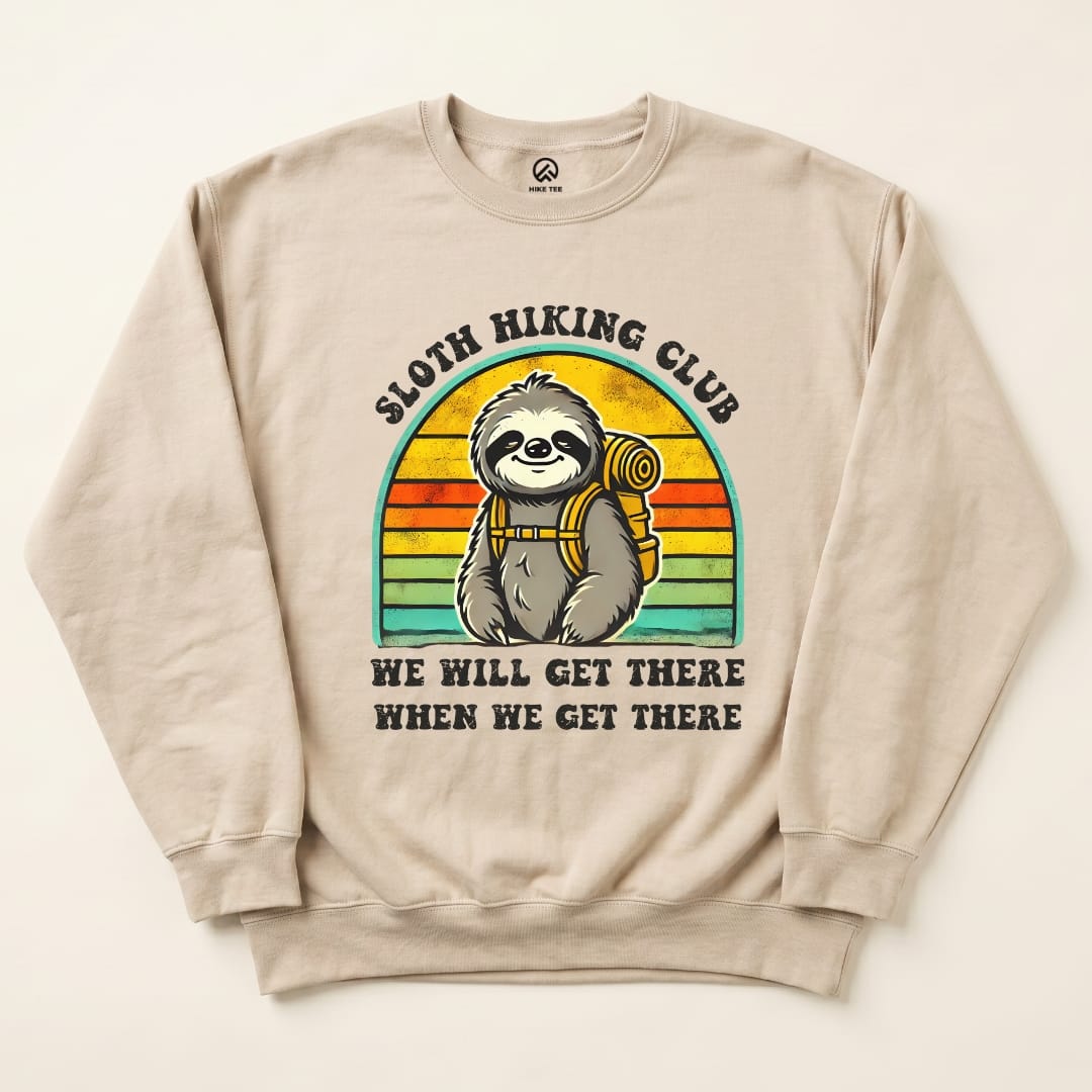 Sloth Hiking Club Sweatshirt in Sand