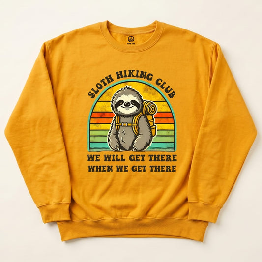 Sloth Hiking Club Sweatshirt in Gold