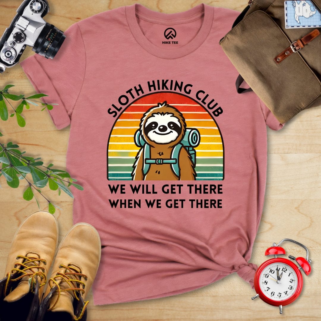 Hike Tee T-Shirt Heather Mauve / S Sloth Hiking Club T-Shirt