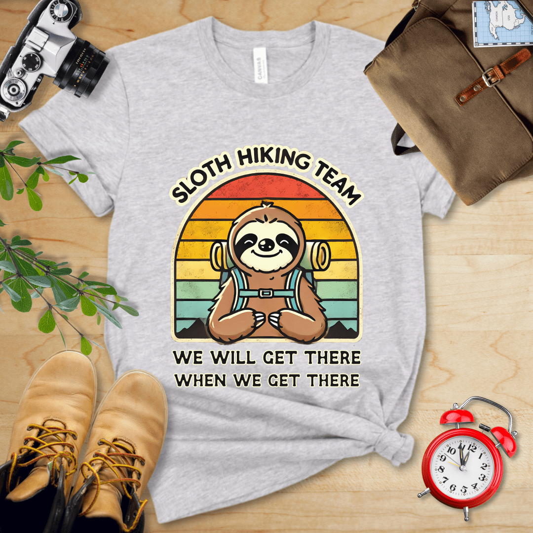 Printify T-Shirt Athletic Heather / S Sloth Hiking Team Shirt