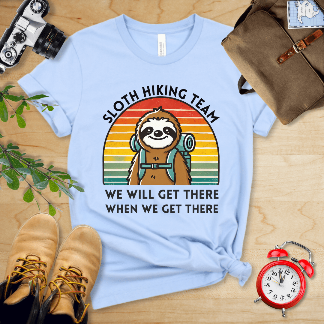 Printify T-Shirt Baby Blue / S Sloth Hiking Team Shirt