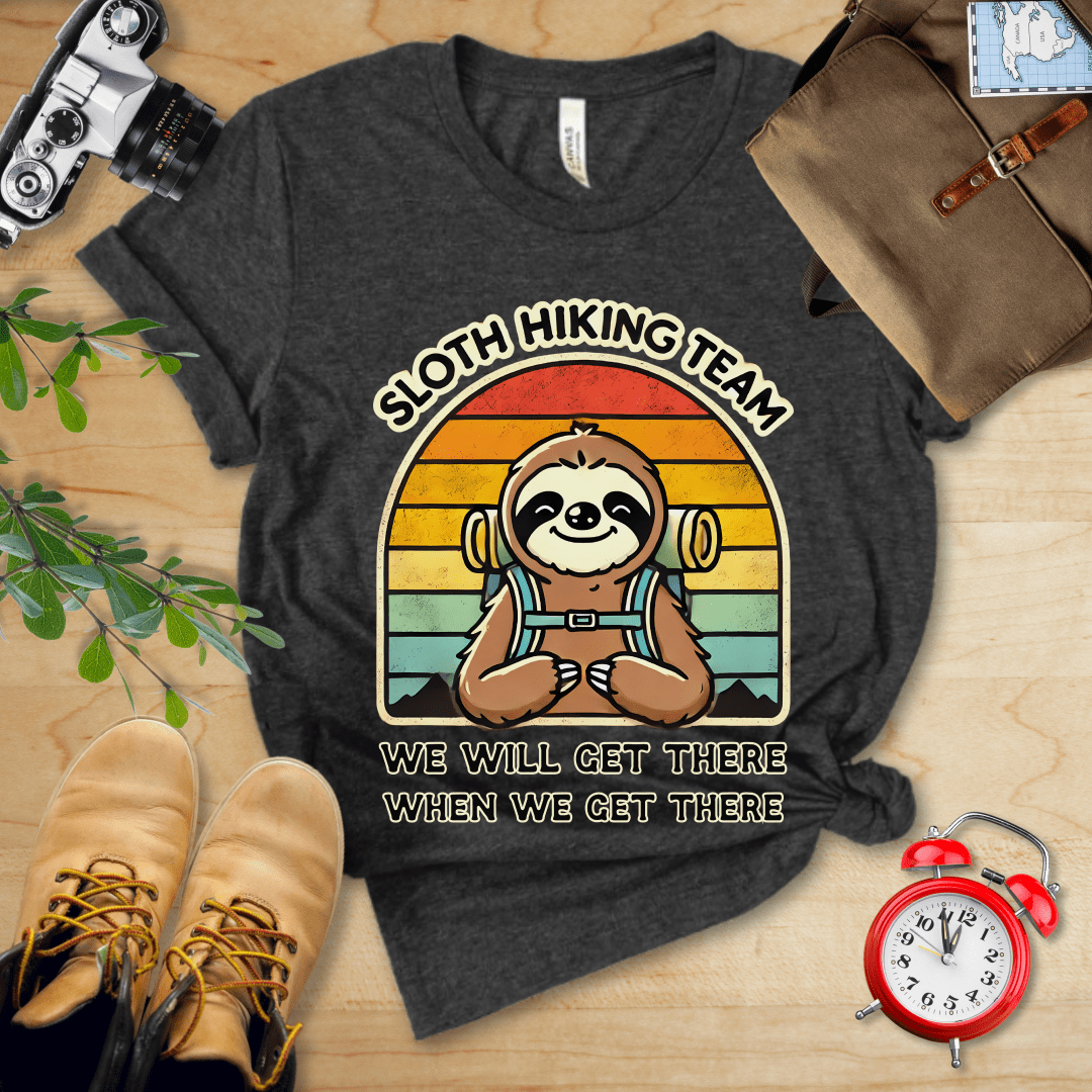 Printify T-Shirt Dark Grey Heather / S Sloth Hiking Team Shirt