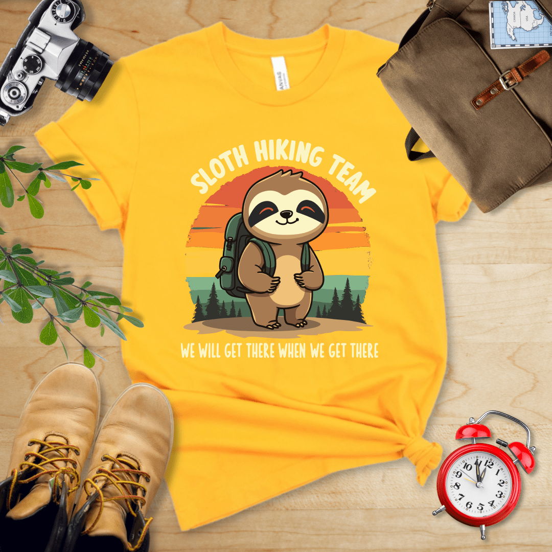 Printify T-Shirt Gold / S Sloth Hiking team Shirt