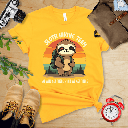 Printify T-Shirt Gold / S Sloth Hiking team Shirt