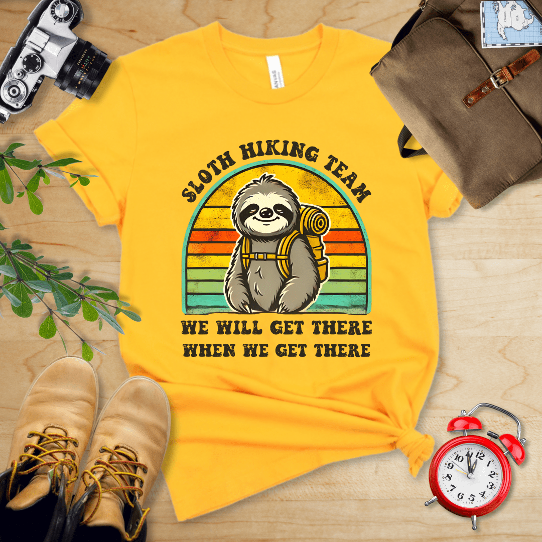 Printify T-Shirt Gold / S Sloth Hiking Team Shirt