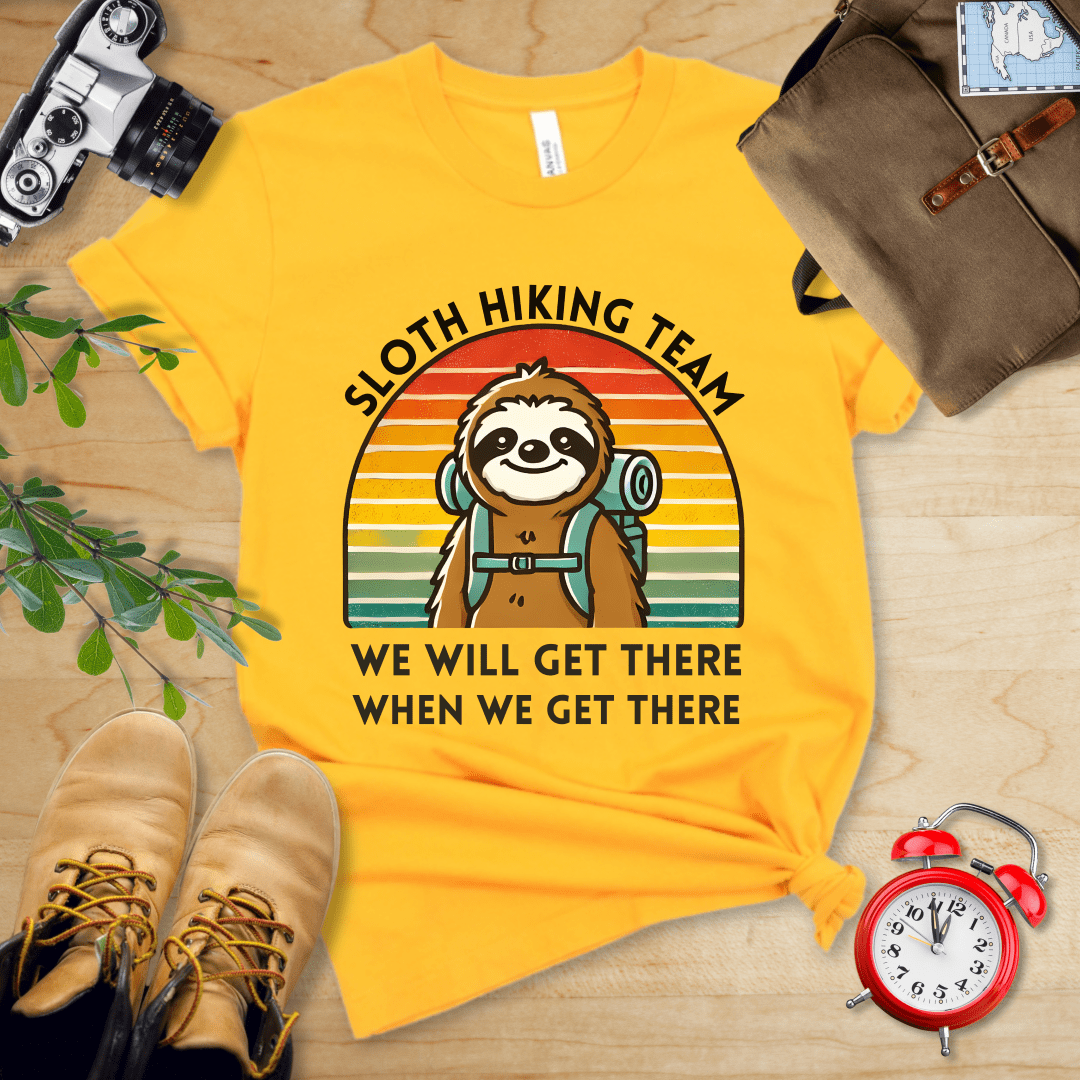 Printify T-Shirt Gold / S Sloth Hiking Team Shirt