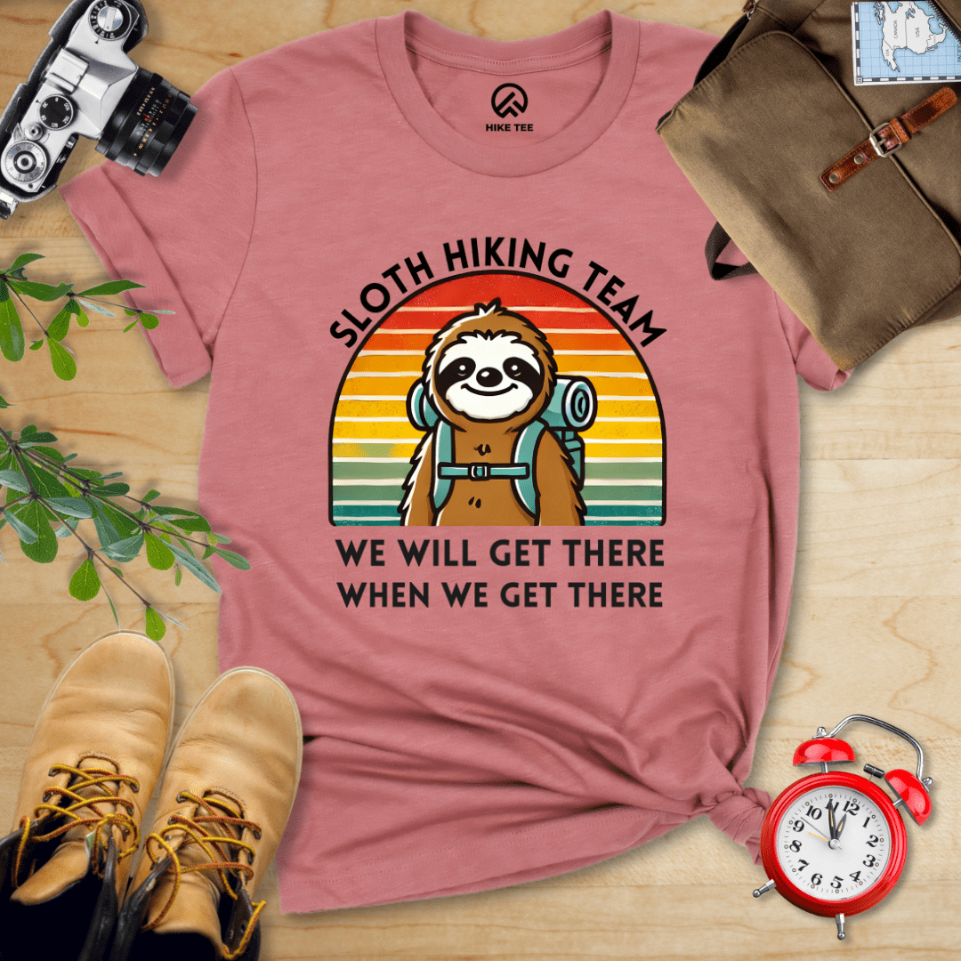 Hike Tee T-Shirt Heather Mauve / S Sloth Hiking Team Shirt