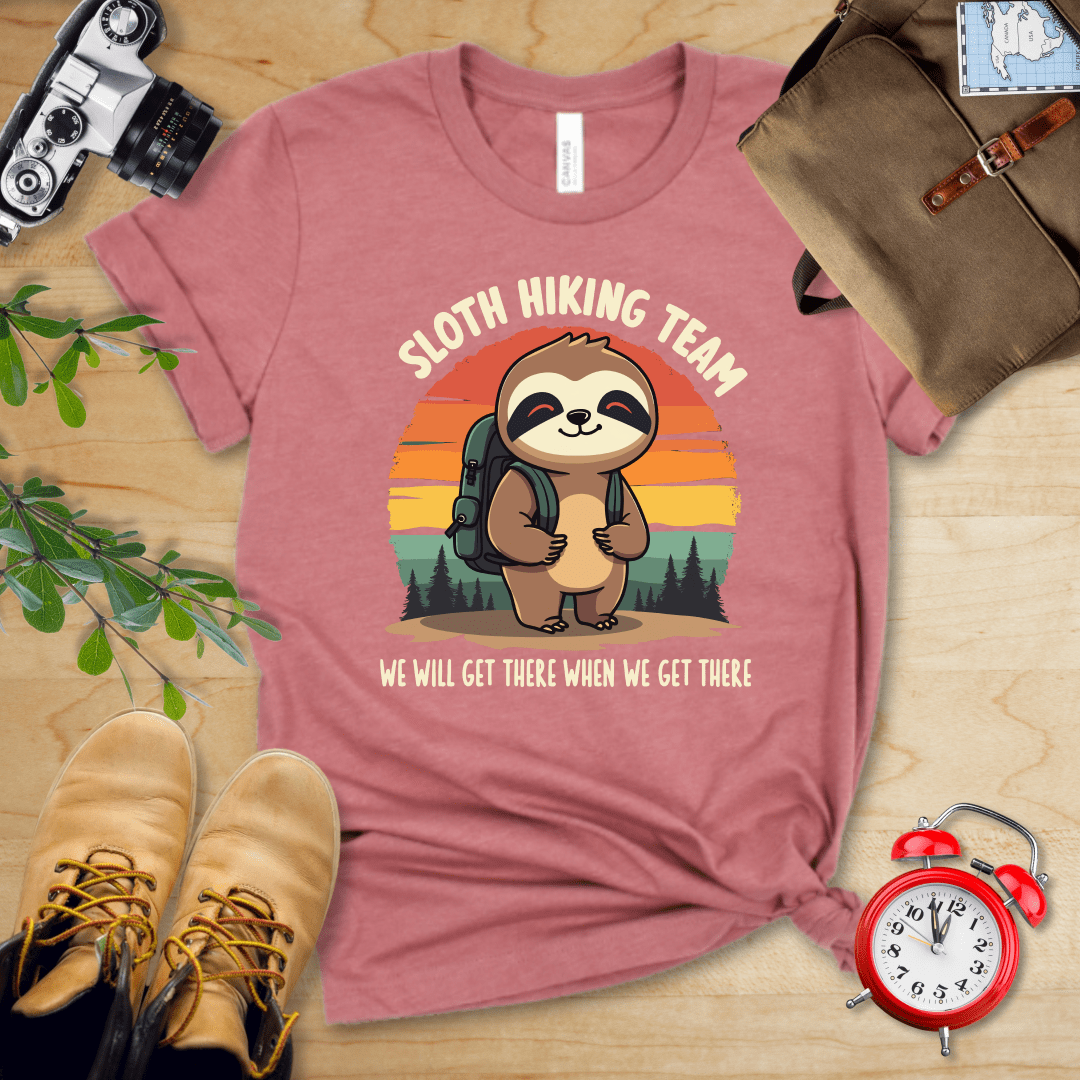 Printify T-Shirt Heather Mauve / S Sloth Hiking team Shirt