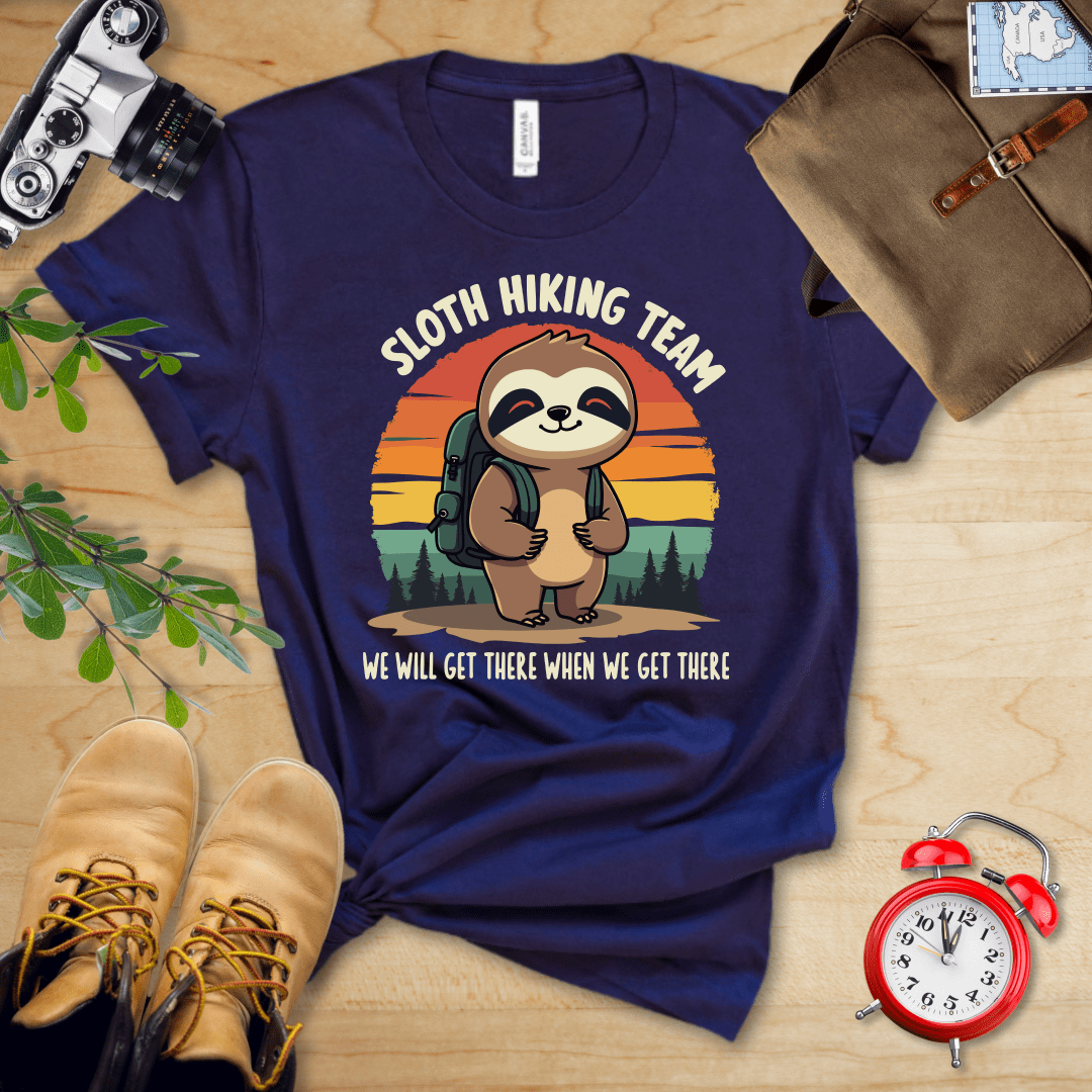 Printify T-Shirt Navy / S Sloth Hiking team Shirt