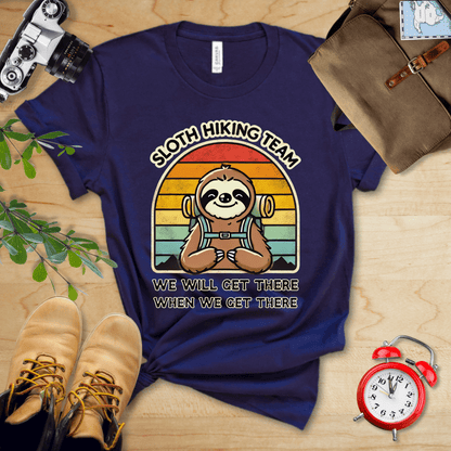 Printify T-Shirt Navy / S Sloth Hiking Team Shirt