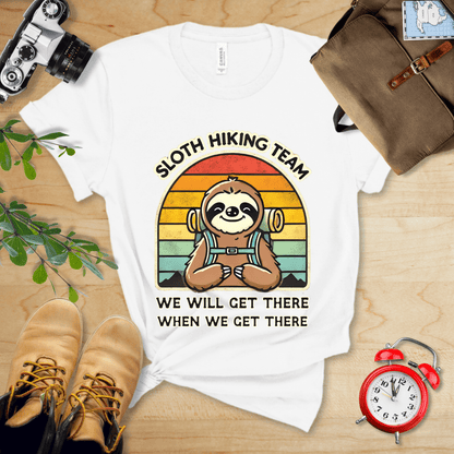 Printify T-Shirt White / S Sloth Hiking Team Shirt