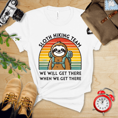 Printify T-Shirt White / S Sloth Hiking Team Shirt