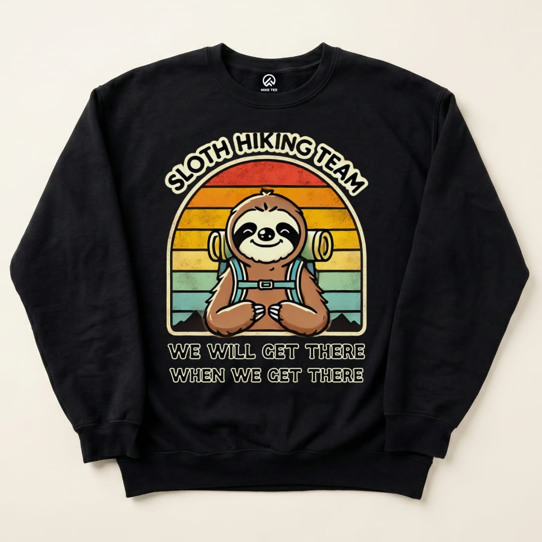 SLOTH Hiking Team Sweatshirt Hike Tee Sweatshirt Black / S