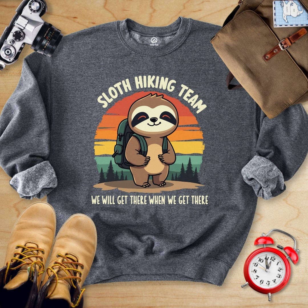 Printify Sweatshirt Dark Heather / S Sloth Hiking Team Sweatshirt